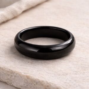 Black Onyx Band Ring Size Polished Minimalist Unisex Statement 7.5 #578